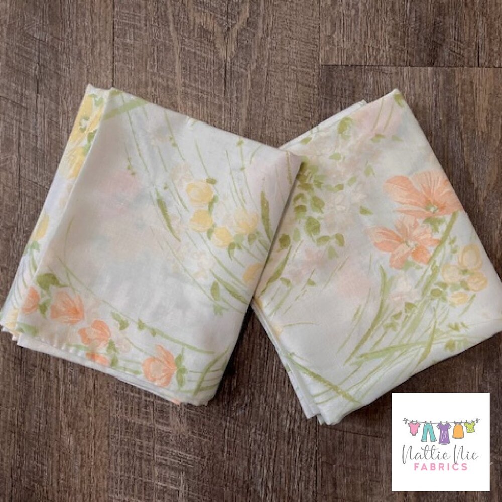 2 Vintage Standard Size pillowcases, yellow‎ and orange floral, Stateprint